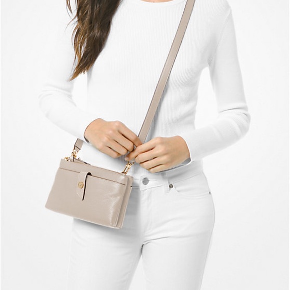 Michael Kors Medium Pebbled Leather Double-Zip Crossbody Bag in Black - Picture 4 of 15